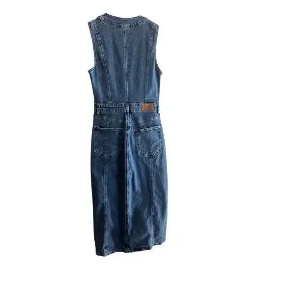 Rails Westwood Denim Jean Sleeveless Midi Dress Western Blue Stone Wash Sz M - Picture 4 of 6